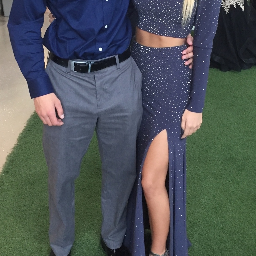 2 piece navy/gray